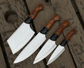 Handmade 4-piece chef knife set with bocote wood handles