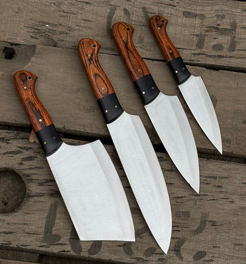 Handmade 4-Piece Chef Knife Set – Bocote Wood Handle Kitchen Knives