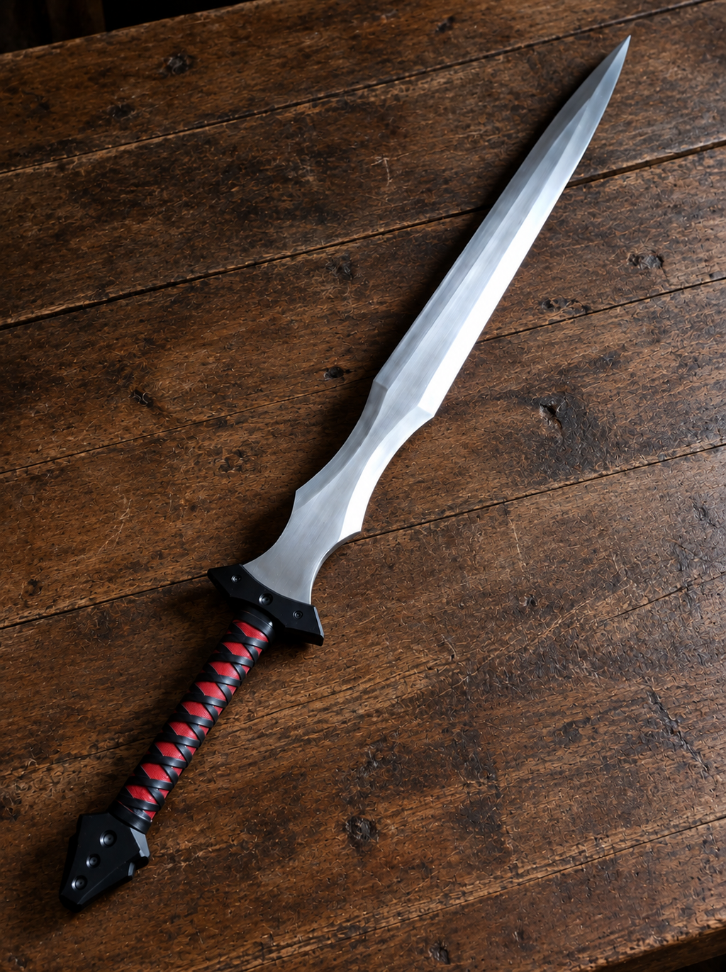 Black & Red Fantasy Longsword with Sheath – Medieval Sword Replica
