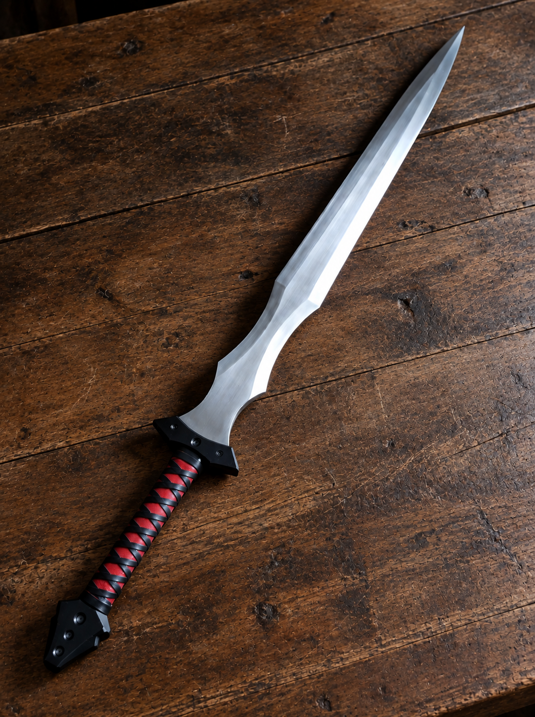 Black & Red Fantasy Longsword with Sheath – Medieval Sword Replica