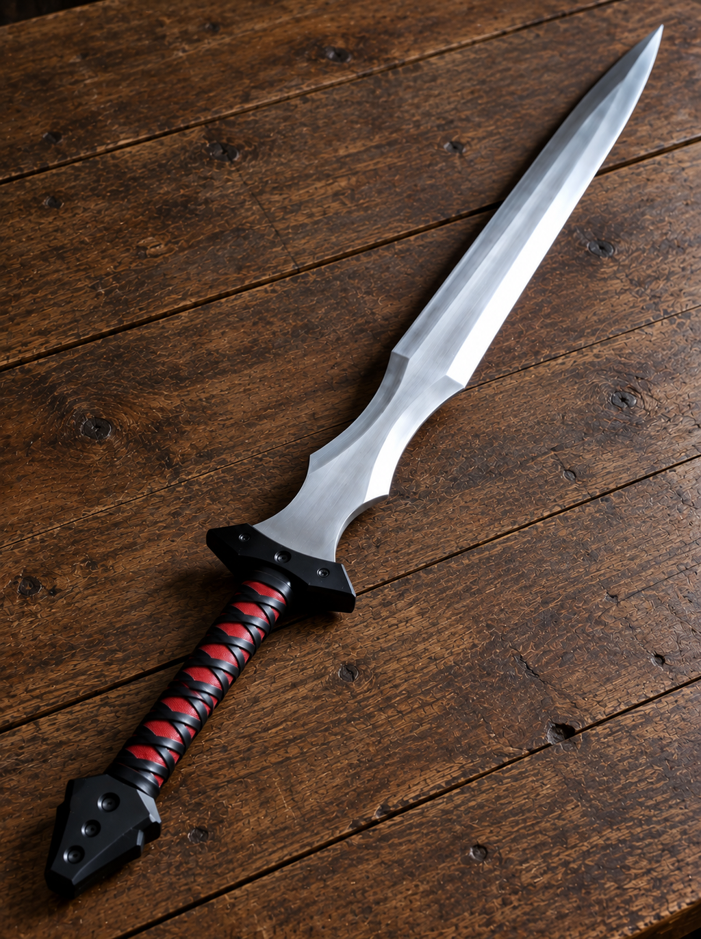 Black & Red Fantasy Longsword with Sheath – Medieval Sword Replica