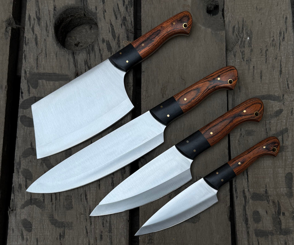 Handmade 4-Piece Chef Knife Set – Bocote Wood Handle Kitchen Knives