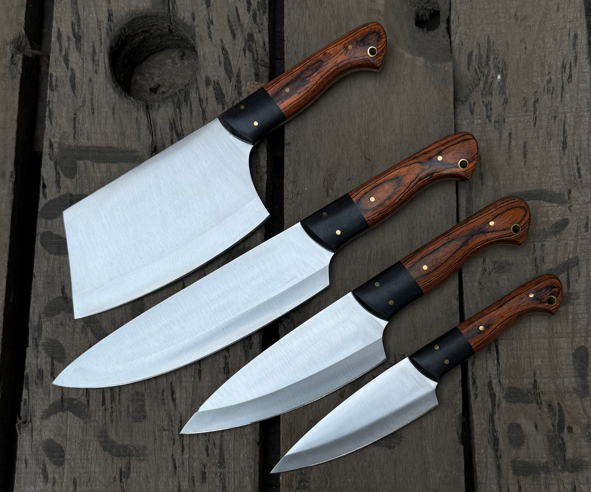 Handmade 4-Piece Chef Knife Set – Bocote Wood Handle Kitchen Knives