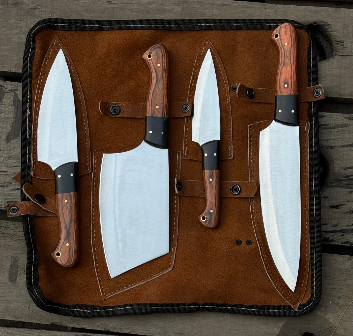 Handmade 4-Piece Chef Knife Set – Bocote Wood Handle Kitchen Knives