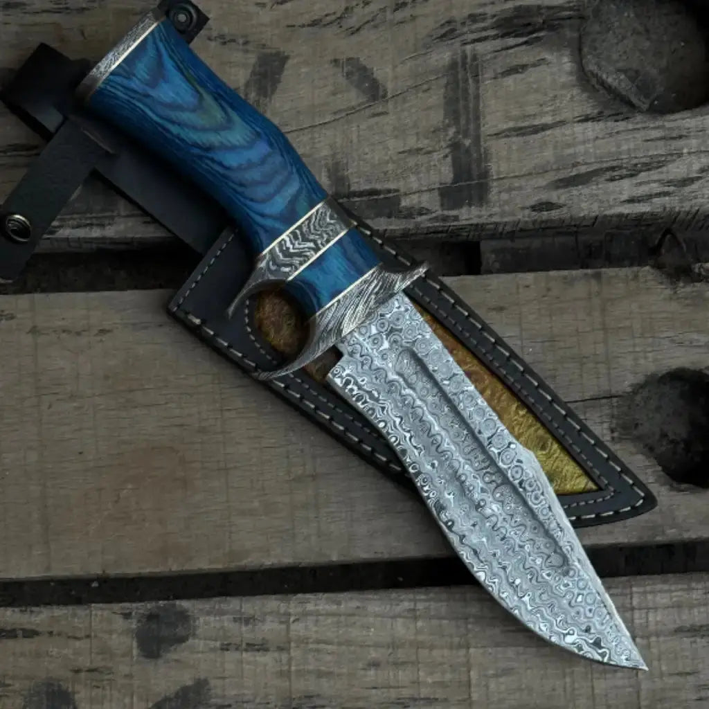 Damascus Steel Hunting Knife – Full Tang Fixed Blade Knife Lycan Handmade Style
