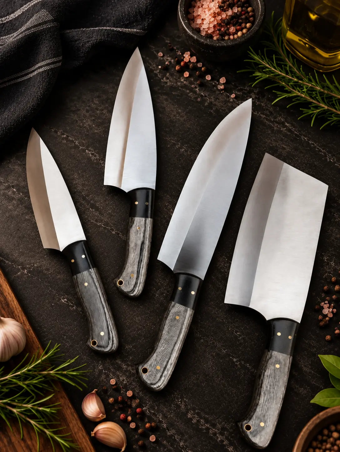 Handmade J2 Steel Chef Knife Set – Full Tang Wood Handle Kitchen Set My Store