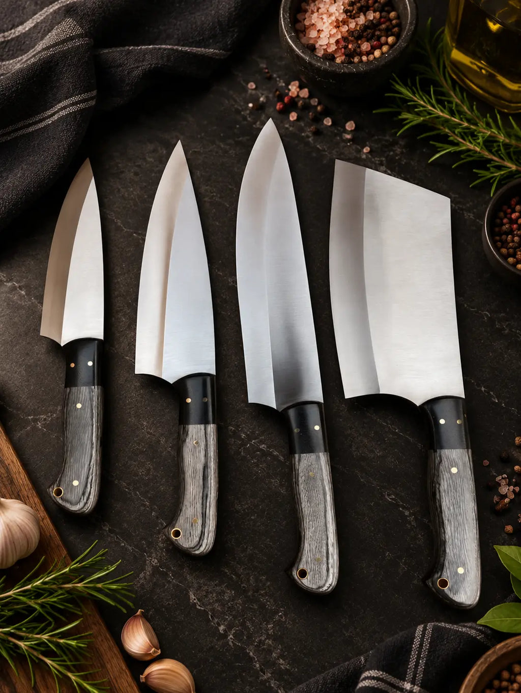 Handmade J2 Steel Chef Knife Set – Full Tang Wood Handle Kitchen Set My Store