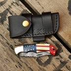 Patriotic American flag knife handle design detail