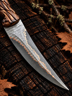 Handmade copper Damascus fixed blade knife - angle 6