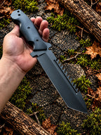 Tracker knife with horizontal black Italian leather sheath - angle 4