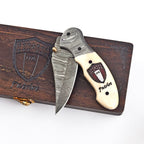 Handmade Damascus folding knife, ideal Christmas gift