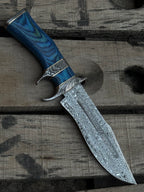 Full tang Damascus hunting knife side profile