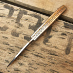 Hand engraved Damascus folding pocket knife, custom EDC knife