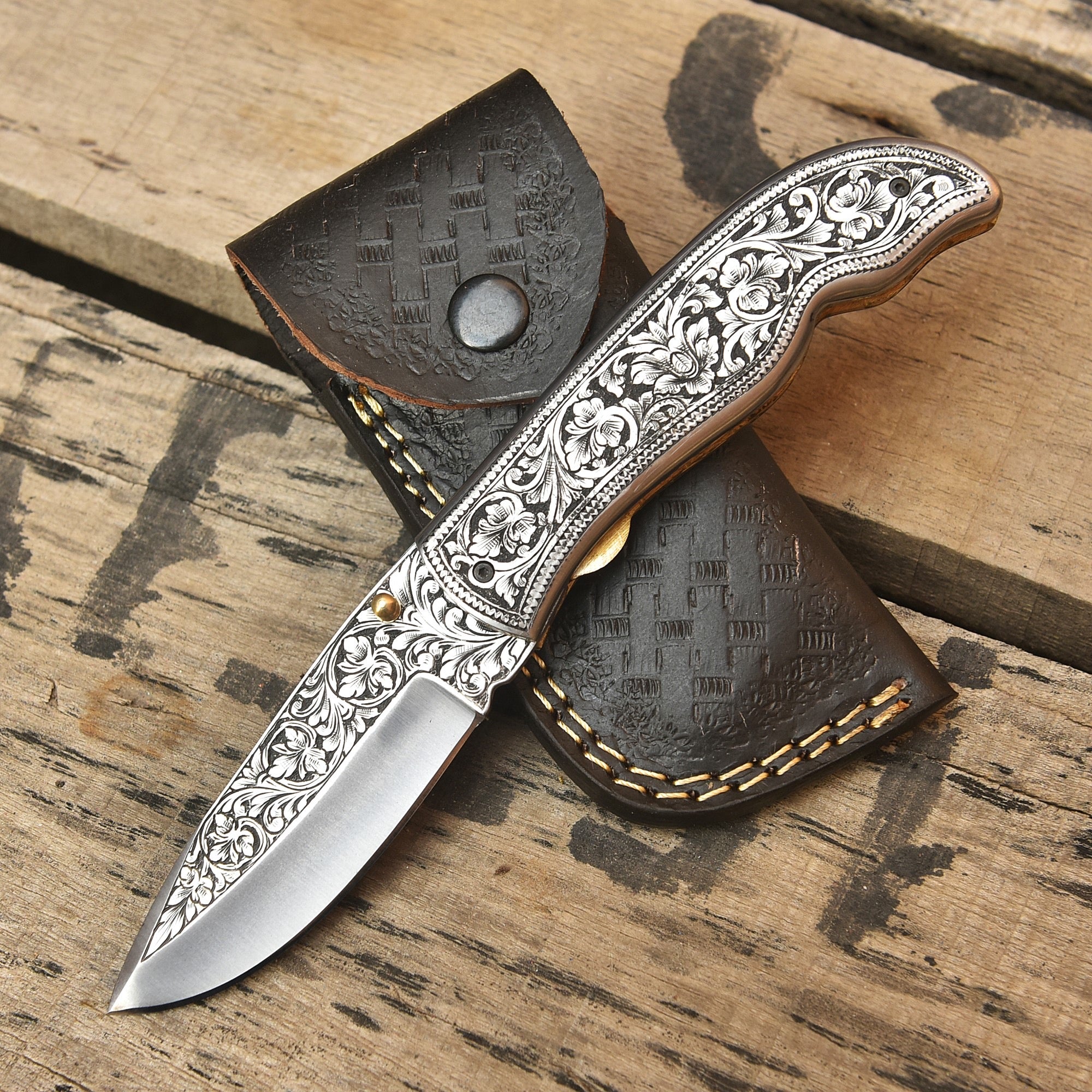 Handmade steel folding pocket knife, EDC everyday carry knife