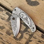 Personalized engraved knife handle detail