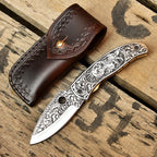 Skull engraved folding knife, unique collector gift