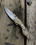 Skull handle folding pocket knife, gothic EDC knife