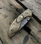 Skull handle folding knife, unique gift for him
