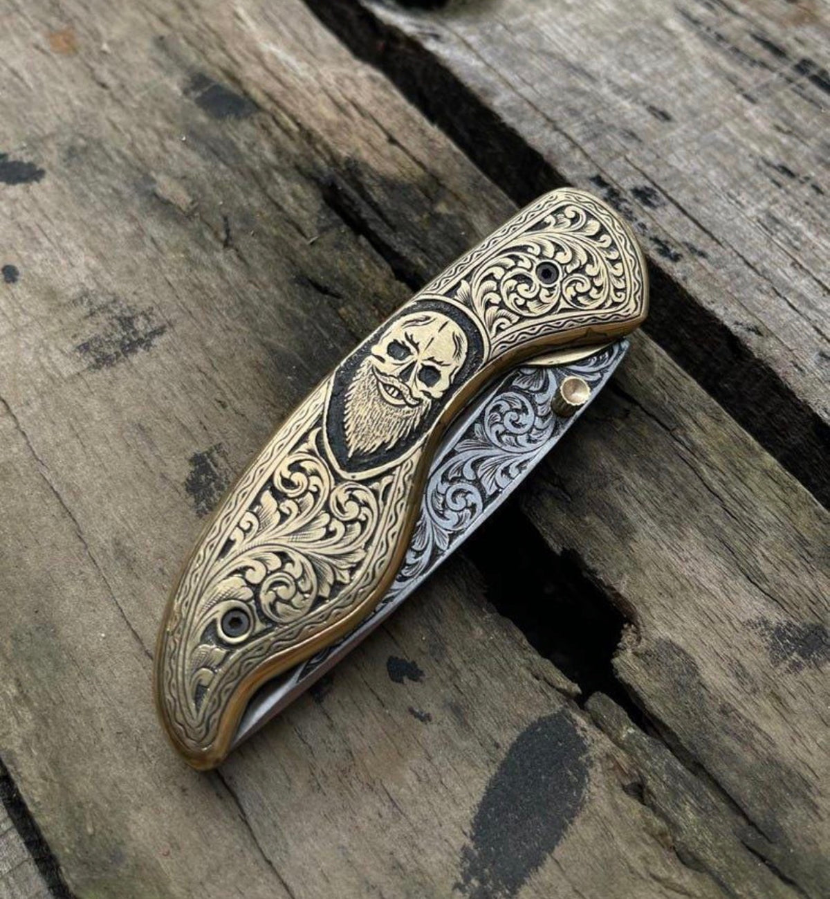 Skull handle folding knife, unique gift for him