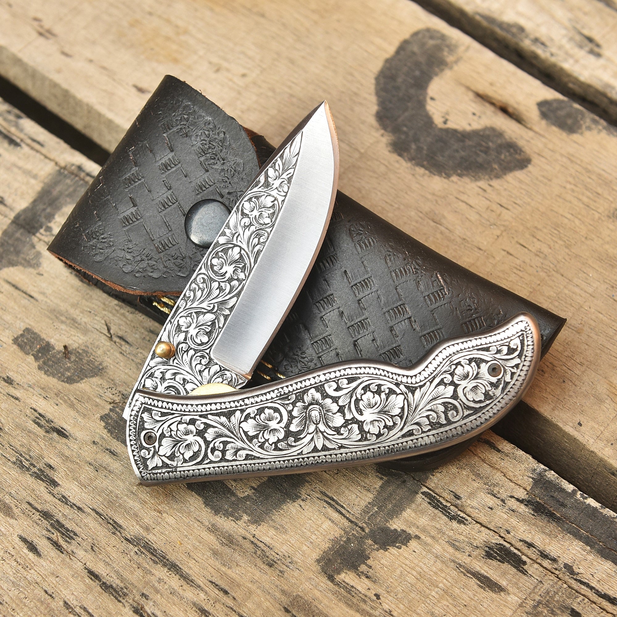 Handmade steel folding knife, ideal gift for him