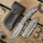 Steel folding pocket knife open, EDC knife