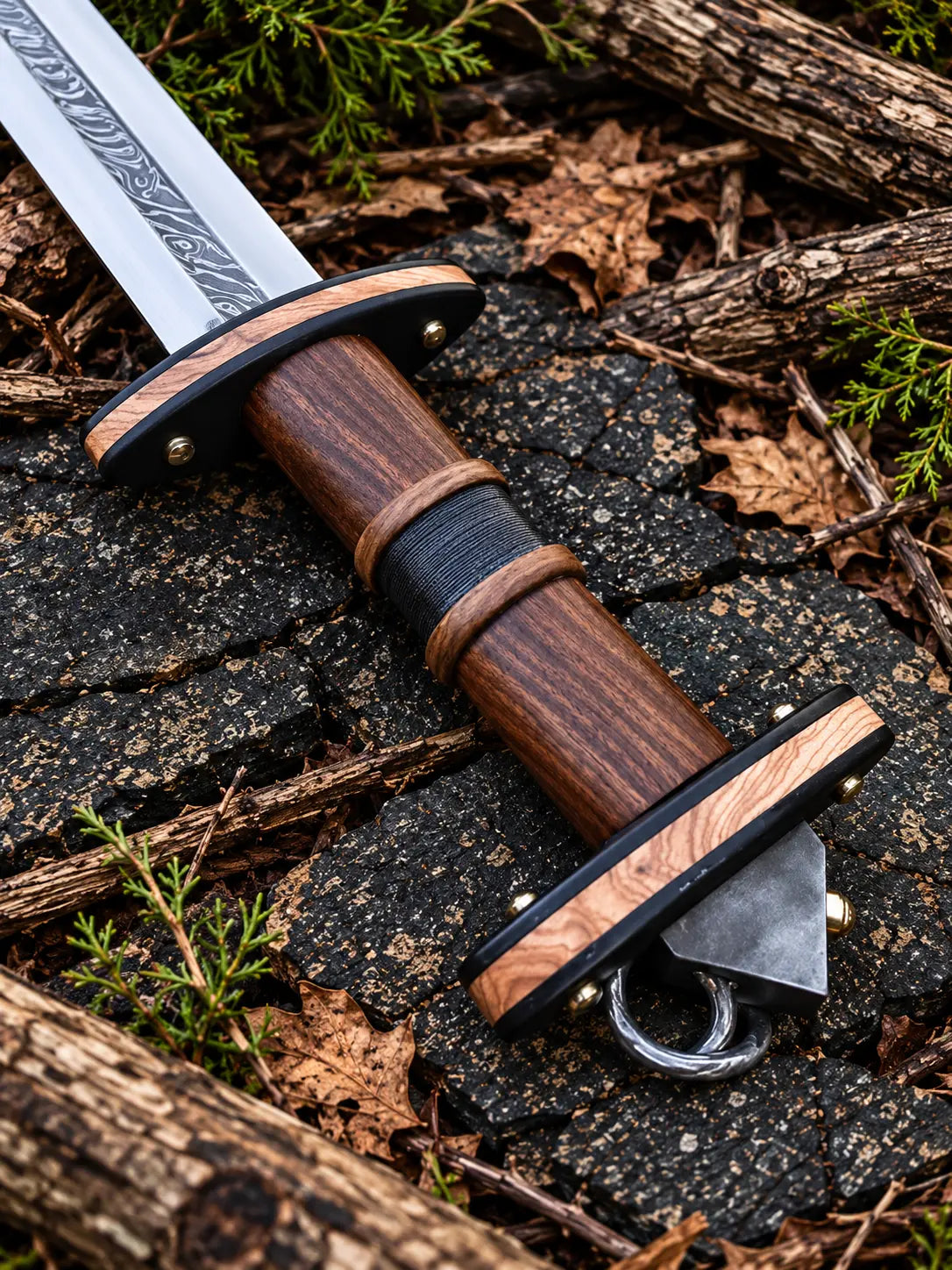 Viking sword with scabbard - full length view